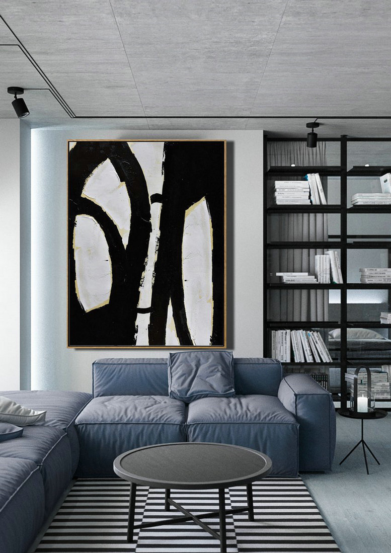 Handmade Painting Large Abstract Art,Minimalist Painting On Canvas, Palette Knife Vertical Minimal Art - Large Wall Art Home Decor
